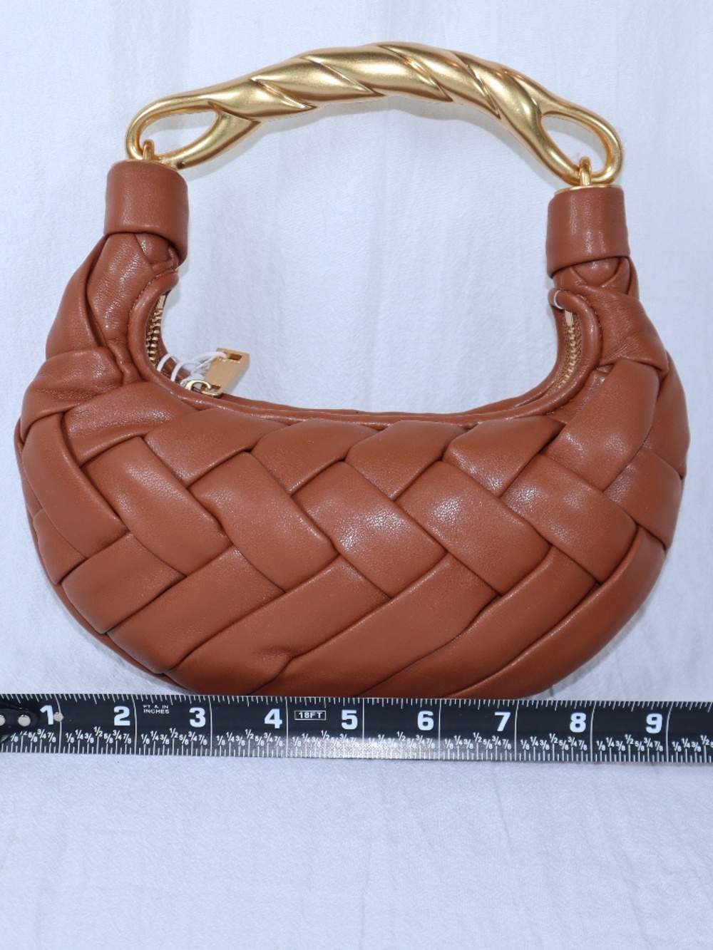 JW Pei Orla Weave Handbag Cognac with Gold Handle NWT inc. dust bag Nordstrom - Picture 6 of 8